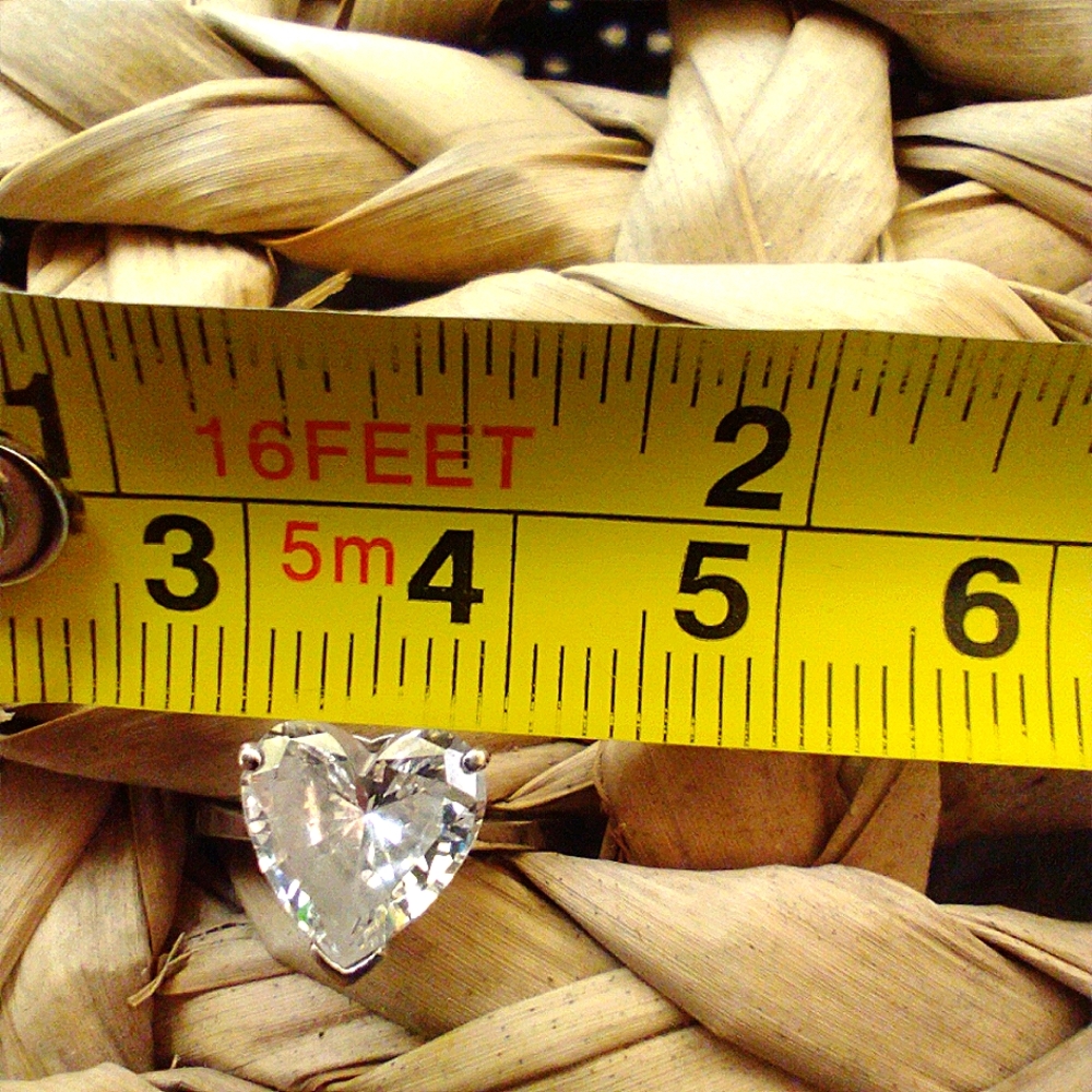 Gold Ring  14k Solid White Gold CZ Heart Shaped Ring - Picture 14 of 15